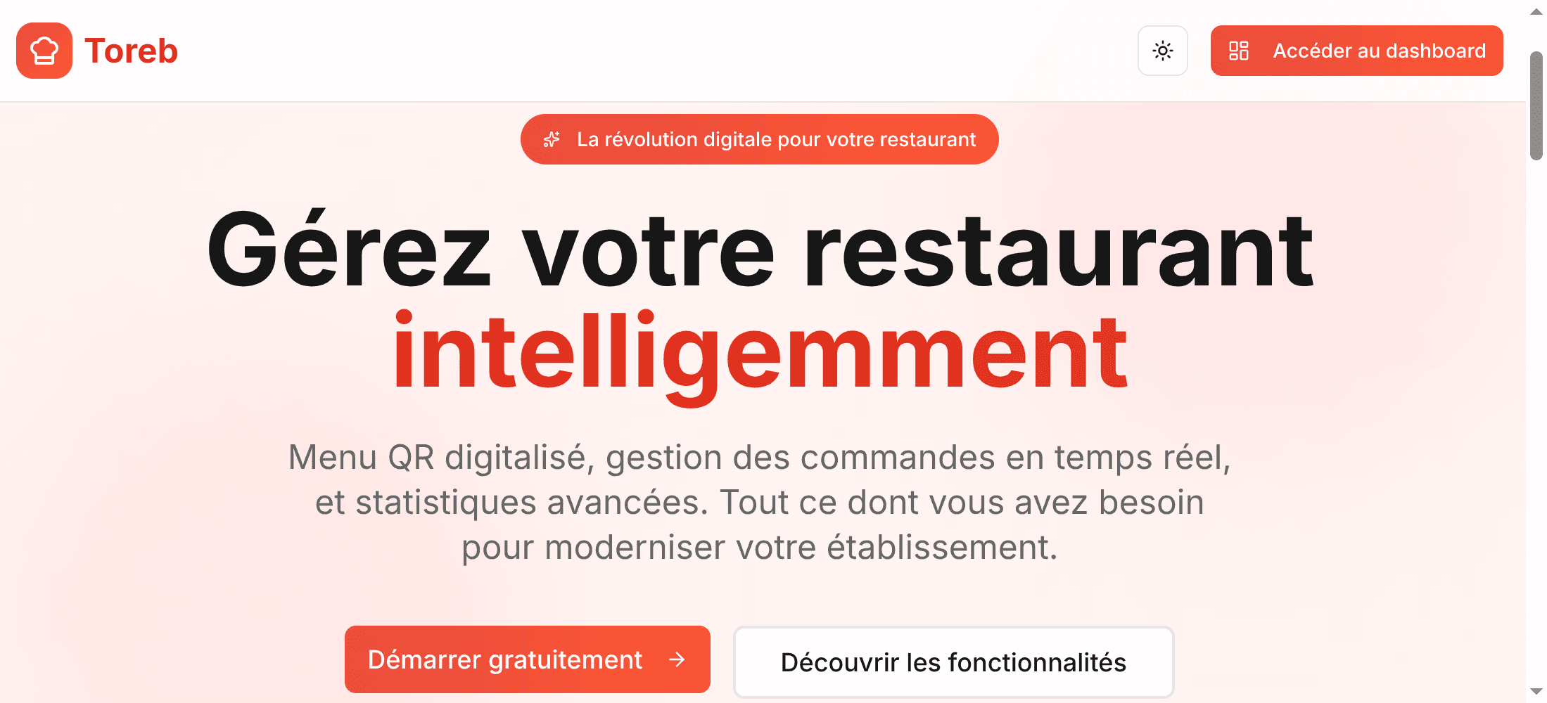 Toreb - Digitalisation de Restaurants - Capture 1